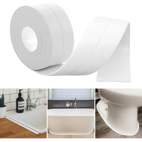 Zócalo de PVC flexible, Zócalo flexible autoadhesivo de 38 mm x 6,4 m, Zócalo de PVC adhesivo, Zócalo adhesivo - Zócalo de cocina en esquina - Listón de acabado de PVC - Adecuado para cocina y baño (b