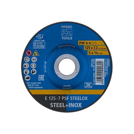PFERD TOOLS Schruppscheibe E 180x4,1x22,23 mm Universallinie PSF STEELOX für Stahl/Edelstahl 10 Stk