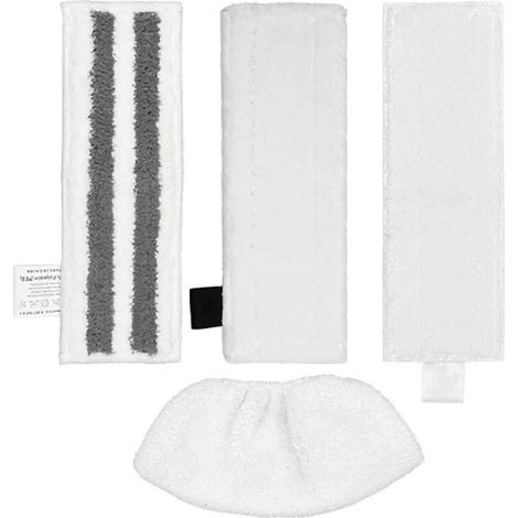 Kit de 4 lingettes pour nettoyeur vapeur, microfibre et nylon, fixation, pour sols durs (1/5)