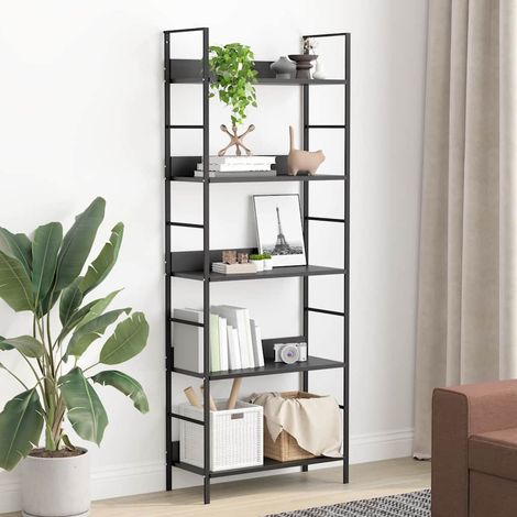 Estantería de 5 niveles madera ingeniería negro 60x27,6x158,5cm