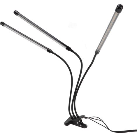 3-flammige USB-LED-Pflanzenlampe mit Klemme, Vollspektrum-Rot-, Weiß- und Warmlicht, 10 Intensitätsstufen, mit Timer. (1/5)