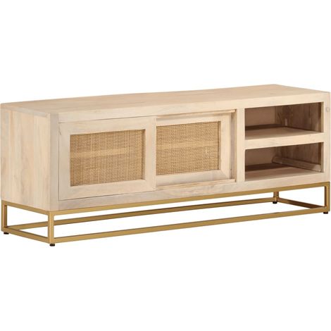 Maison Exclusive - Mobile Porta TV 110x30x40 cm in Legno Massello di Mango e Ferro (1/5)