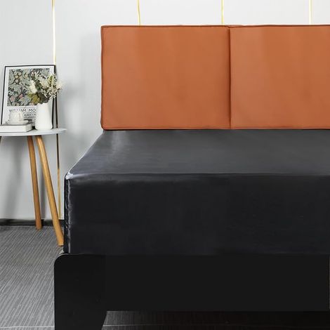 Drap Housse 160x200cm, Matelas 35 cm, Drap de lit en de Polyester Lisse Respirant, Noir (1/4)