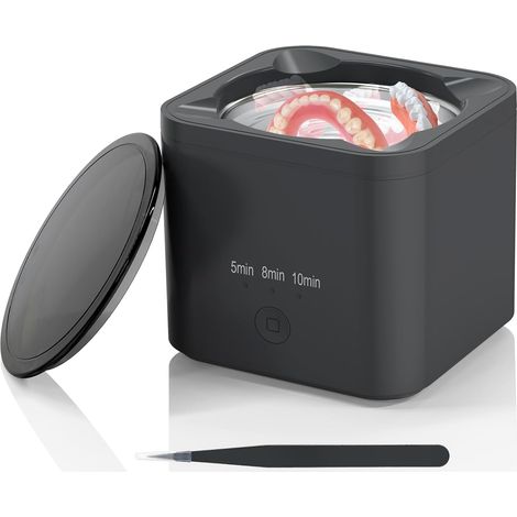 Nettoyeur Ultrasons 190ML, 45000Hz Nettoyeur à Ultrasons pour Prothèses Dentaires, Boîte de Nettoyage Ultrasonique, Ultrasonic Cleaner pour Protège-dents, Plateaux de Blanchiment, Bijoux (1/5)