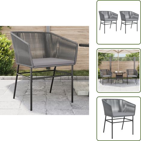 The Living Store Chaises de jardin lot de 2 avec coussins gris résine tressée - Chaise De Jardin - Fauteuil De Jardin - Mobilier De Jardin - Meubles De Jardin - Décoration Extérieure (1/5)
