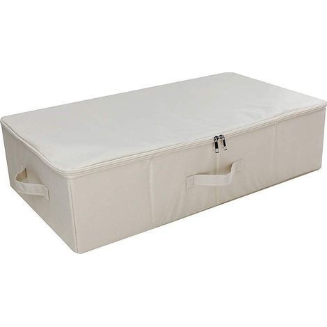Beige Lot de 1 Casier Rangement, Boite sous Lit en Tissu Pliables avec Couvercle et 4 Poignée, Grande Capacité Closet Organizer Pour Vêtements, 80x40x15cm, (1/5)