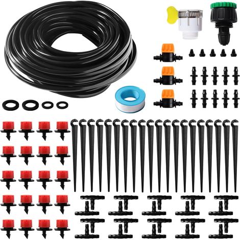 Kit d'Irrigation goutte à goutte 86 pièces, 4/6 mm, 15 m tuyau, raccords Cannelés, connecteurs en T et Bouchons d'Extrémité, pour jardin et plantes (1/5)