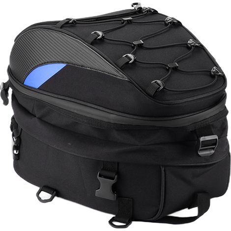 Sacoche arrière moto étanche, sac de rangement en toile Oxford haute densité, bandes réfléchissantes, universel, bleu (1/5)