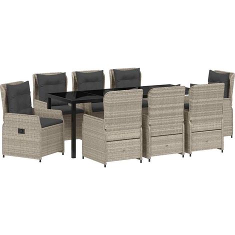 Maison Exclusive - Set da Pranzo per Giardino 9 pcs Grigio chiaro polyrattan