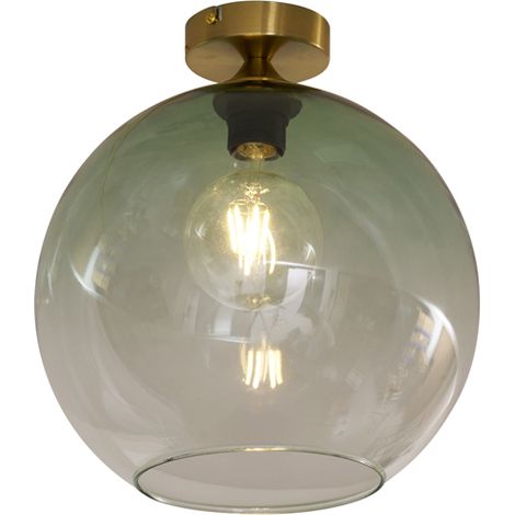QAZQA Lampada da soffitto sandra - Art déco - Vetro,Metallo - Verde/Ottone - Sfera Max. 1 x Watt