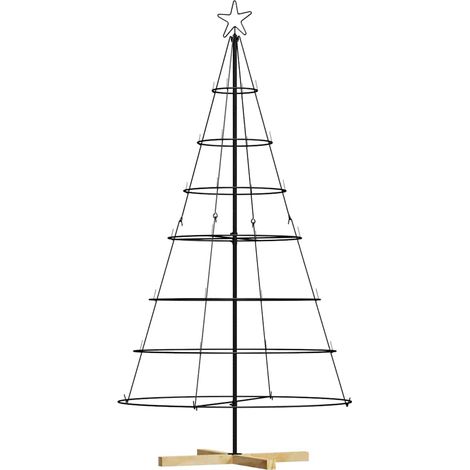 Árbol Cono de Navidad con soporte Negro 180 cm Acero vidaXL