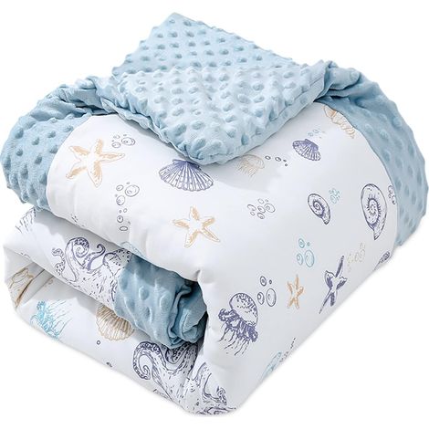 Couverture pour Bébé,110 x 140cm Coton Couverture pour Enfants Hiver Couverture à Double Face(Monde Océanique) (1/5)