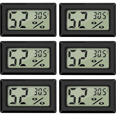 (6PCS )Mini Digital LCD Thermomètre Hygromètre Température Humidité 5070℃ 10%99% RH Thermomètre Portable Thermo Hygromètre Indicateur (1/5)