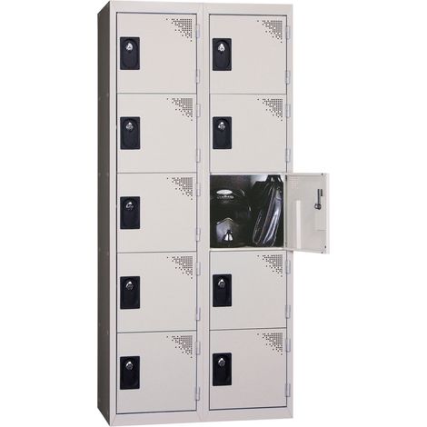 PROVOST - Vestiaire multicases monobloc 2 colonnes - 5 cases par colonne en acier gris
