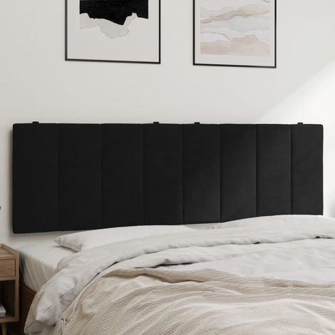 Vidaxl – Coussin de tête de lit Hanko noir 160 cm – Velours doux – Excellent soutien pour lecture et télévision – Installation murale facile