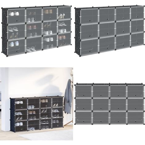 vidaXL Regalsystem mit 12 Würfeln und Türen Schwarz PP (1/5)