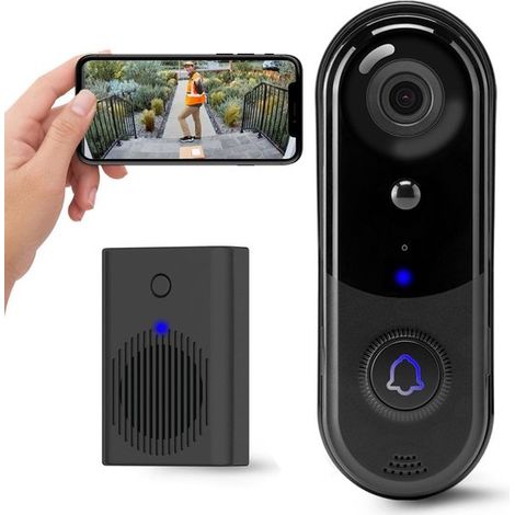 Kabellose HD-Video-Türklingel mit Gong Intelligente Personenerkennung Echtzeit-Benachrichtigung FHD-Nachtsicht Gegensprechfunktion Wasserdicht 2 2,4 (1/2)