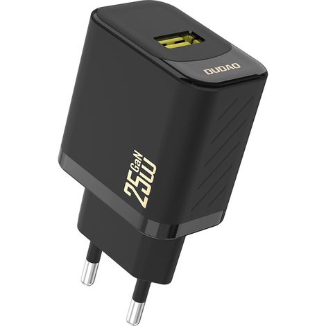 Caricabatterie Dudao A27S da 25 W con connettore GaN e porta USB-A - Nero (1/4)