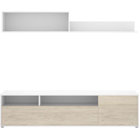 Conjunto de muebles de salón Lucena en blanco/natural. (1/4)