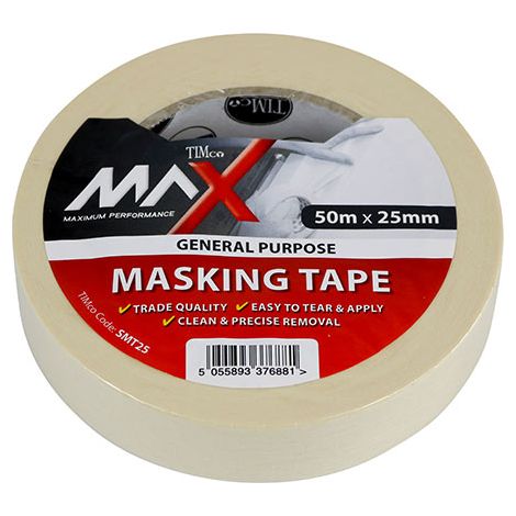 TIMCO Masking Tape Cream - 50m x 25mm