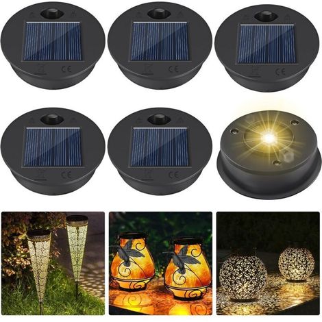 Set of 6 replacement waterproof LED solar garden lights – 7 cm diameter, compatible with most outdoor wall lights