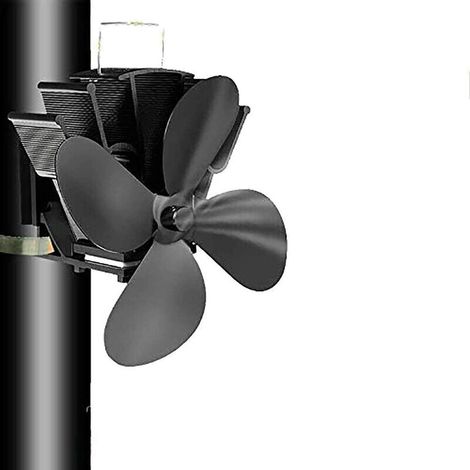 EASYCOMFORT Ventilateur de poêle à bois thermique 4 pales, accessoire cheminée noir pour tuyau de fumée, améliore la diffusion de chaleur (1/5)