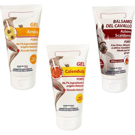 Crema gel per dolori rimedio naturale alla calendula arnica balsamo del cavallo ml 150 articolazioni muscoli riscaldante