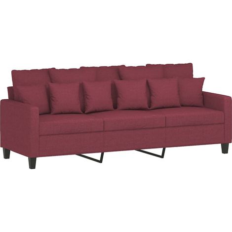 Canapé Sofa à 3 places Rouge bordeaux 180 cm Tissu