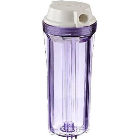 Boîtier transparent avec couvercle plat blanc, adapté aux systèmes d'osmose inverse et de filtration, (1/3)