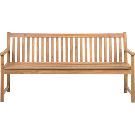 Garden Bench Light Acacia Wood 180 cm Slatted Design Outdoor Patio Rustic Style VIVARA