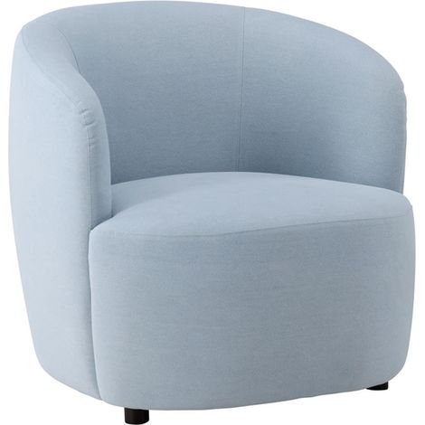 Fauteuil Design Effet Lin "Bobbo" 85cm Bleu Clair (1/5)