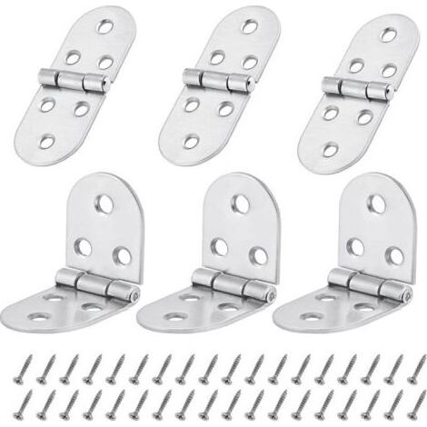 6Pcs 270 Degrés Charnières de Table Pliantes, Plat Porte Cabinet pliable Charnières, Métal Round Edge Machine à Coudre Table Pliante Meubles Flip Plateau Charnière (1/5)