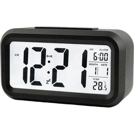 Réveil intelligent, noir Dimensions : 13,6 × 7,6 × 4,6 cm 1 x Réveil électronique Horloge de bureau avec grand affichage numérique (1/5)