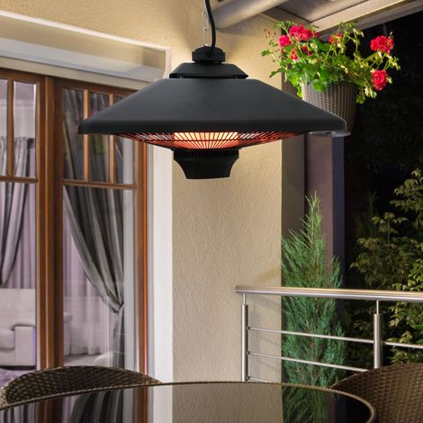 Outsunny Infrarotstrahler 2000 Watt Heizstrahler mit Fernbedienung 2 Heizstufen Schutzhülle LED-Anzeige elektrisch Wärmestrahler Quarzstrahler Terrassenheizer Infrarotheizung Schwarz