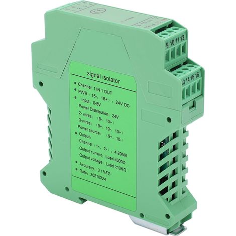 Isolateur de signal CC 1 entrée 1 sortie, transmetteur courant/tension sur rail DIN, 0-5V vers 4-20mA, convertisseur industriel (1/5)