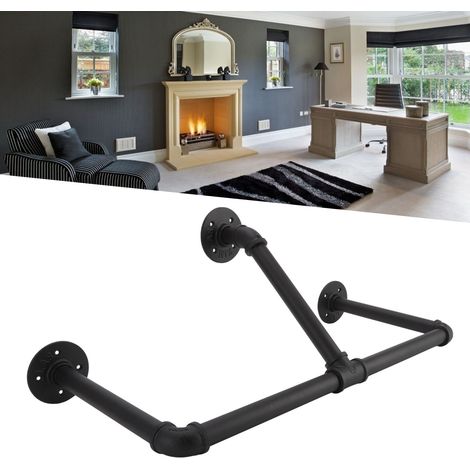 Perchero industrial de metal para pared, con barra tubular de 22 pulgadas y accesorios completos para el hogar/hotel. (1/5)