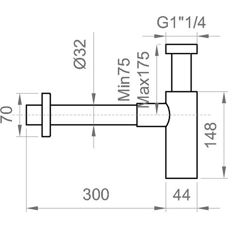 Sifone di scarico telescopico a bottiglia 1" 1/4 cromo