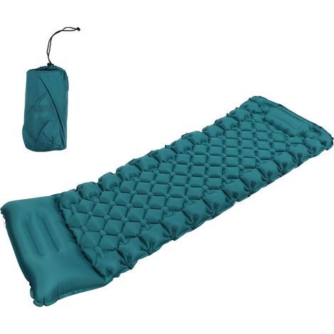 Aufblasbare Campingmatratze für die Füße, tragbar, ergonomisches Design, gebogenes, viereckiges Kissen, pfauenblaue Bodenmatte (1/5)