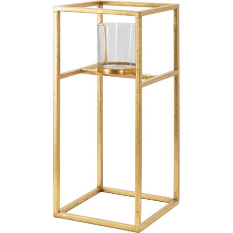 Portacandele in metallo oro, 15x15x35 cm – Elegant (1/5)