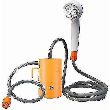 Douche de camping grande capacité – Pompe électrique rechargeable, seau pliable – Équipement de randonnée et voyage 2023 (Orange) (1/5)