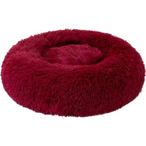 Lit Chien Donut - Coussin Rond Anti-Stress pour Chiens Moyens à Grands - Fond Antidérapant - Lavable en Machine - 80 cm
