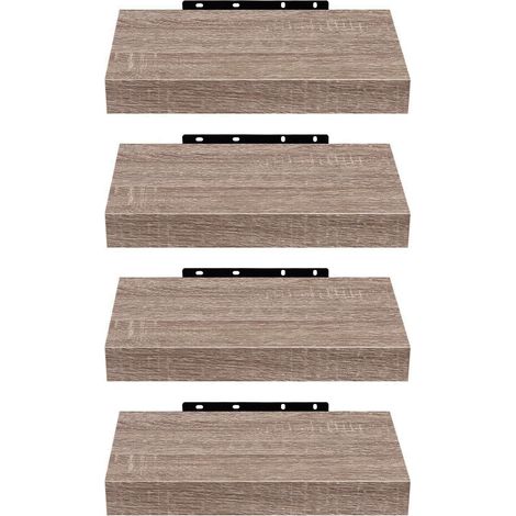 Étagères Murale, Etagere Murale 25cm, Helles Kaffeebraun MDF 4er Étagère de Rangement Décorative Flottante, Geeignet für die Installation in Wohnzimmer, Schlafzimmer, Badezimmer, Flur (1/5)