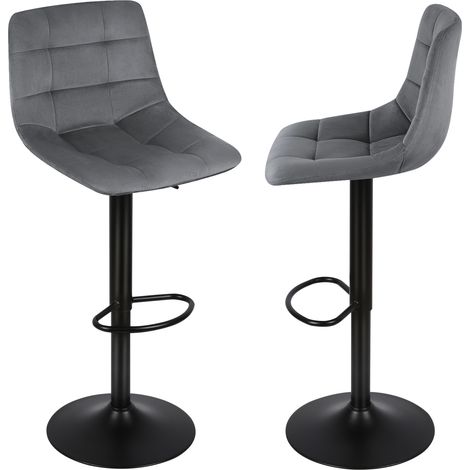 Haloyo® 2er-Set Barhocker, Hochstühle, höhenverstellbar, Metallgestell, drehbar, dunkelgrau (1/5)