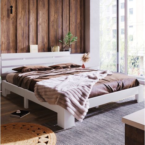 MEUBLIV Bett 140x200 cm Weiß – mit Kopfteil und Lattenrost, ohne Matratze (1/5)