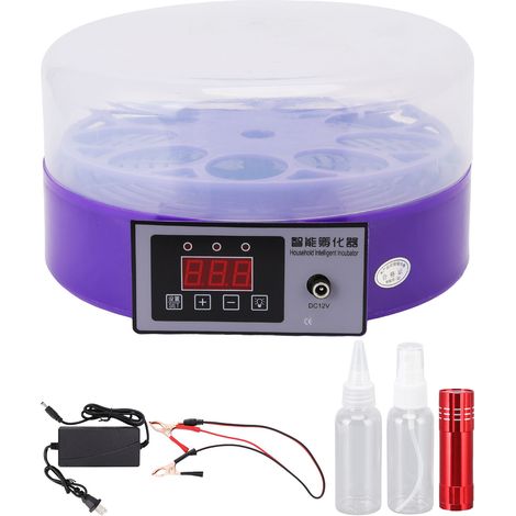Incubateur intelligent pour œufs 9 pièces, contrôle automatique de température DC12V prise US 110-240V, pour poules canards oiseaux (1/5)