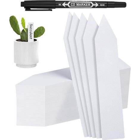 100 Étiquette de jardin, Plastique PVC, Forme flèche, Surface lisse, Avec marqueur, Pour plantes et semis (1/5)