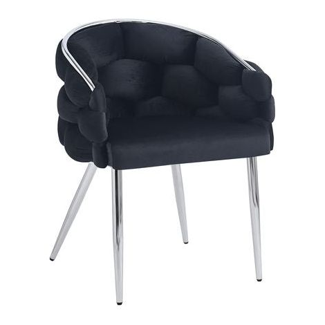 Lot de 2 chaises BALLON pieds chrome assise en Velours Noir (1/5)