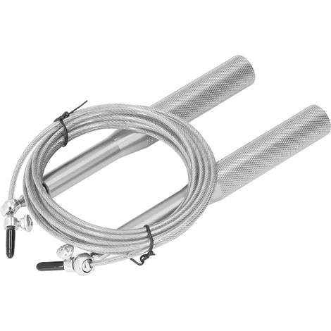 Corde à sauter – robuste, durable, réglable, flexible, fiable, professionnelle, pratique – équipement d'entraînement pour une utilisation intérieure et extérieure – alliage d'aluminium, couleur argent (1/5)