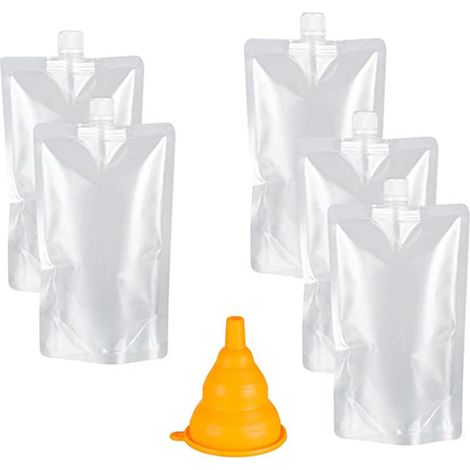 Flacon Liquide Reutilisable - Sachet Souple avec Bouchon Visé - Pour Boissons, Jus, Purées ou Confitures - 500 ml - Lot de 6 (1/5)