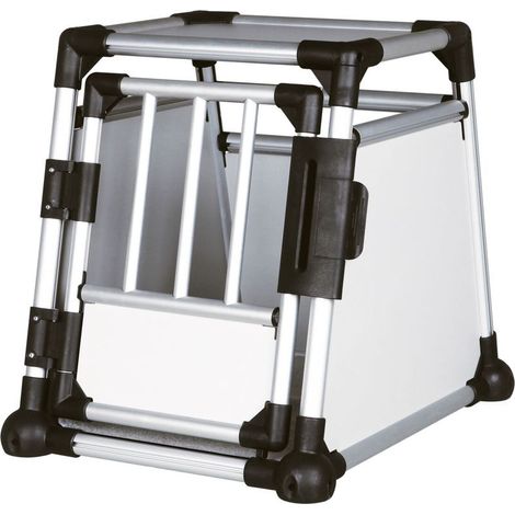 L-XL: 94×75×88cm: Trasportino in alluminio argento/grigio chiaro